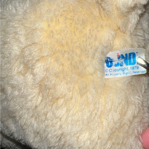 Vintage 1979 Gund Yellow Teddy Bear Hard Plastic Eyes Pink Nose 11” - Picture 3 of 3